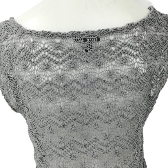 Express Crochet Lace Sheer Sequin Top Size S Gray Sleeveless Blouse Shirt Shell - Picture 8 of 12